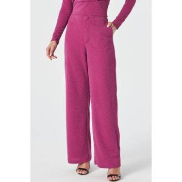 Imagem de Calça PKS Wide Leg Lurex Rosa Pink-P-Feminino