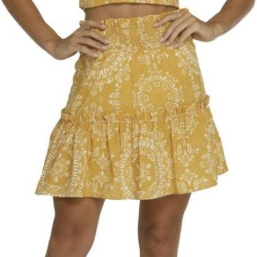 Imagem de Saia Onça Preta Mini Evase Lastex VE23 Marrom Feminino-Feminino