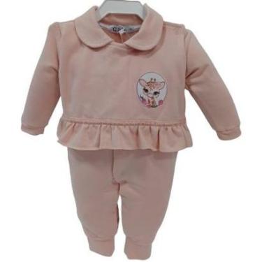 Imagem de Macacão Longo Luxo Bebê Menina Zafielo Moletino Inverno 545 - Rosa pessego - GG ( 9 - 12 MESES )-Feminino