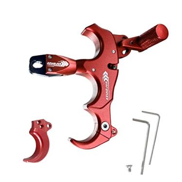 Imagem de xxiaojun Liberação composta de arco e flecha, aderência manual de 3 ou 4 dedos, auxílio de liga de alumínio de liberação de polegar para acessório de arco composto, sensibilidade ajustável, competição