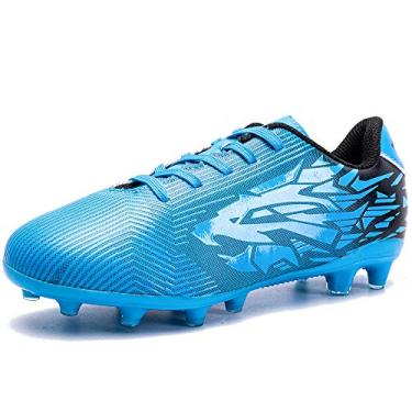 Imagem de Botas de futebol para meninos e meninas FG/TF para adolescentes futebol atletismo tênis para esportes internos e externos para crianças unissex, S1901 Azul Fg Ag, 19 BR