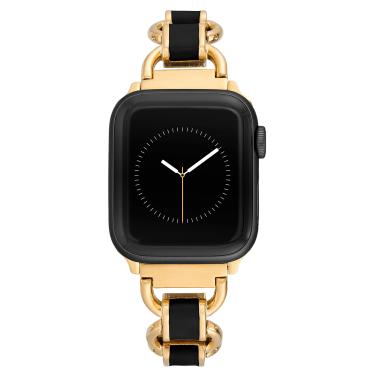 Imagem de Anne Klein Pulseira de corrente moderna para Apple Watch, segura, ajustável, pulseira de substituição para Apple Watch, serve na maioria dos pulsos, Preto/dourado, 42/44/45/Ultra/Ultra 2, WK/1021BKGP