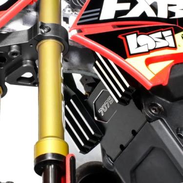 Imagem de Crash Structure Aluminum 7075 Replica Radiator for 1/4 LOSI Promoto-MX Motorcycle LOS06002 LOS06000T1 LOS06000T2, RTR Upgrade Parts Front Faucet Seat Support for Losi 1/4 Motorcycle(Black)