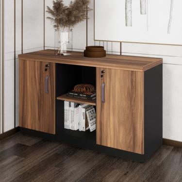 Imagem de Armário para Escritório Baixo Credenza Marrom/Preto