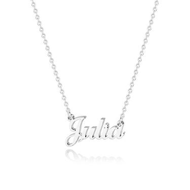 Imagem de Hidepoo Colar com nome personalizado – Colar com pingente de nome de aço inoxidável, corrente delicada com nome de letra, joias personalizadas, presentes para mulheres, Metal
