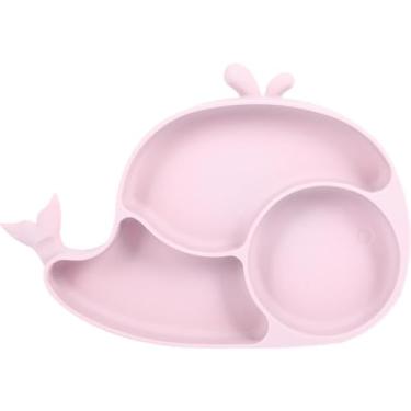 Imagem de Tigela Prato Silicone Baleia Infantil Bebê com Divisórias alimentação criança Introdução alimentar