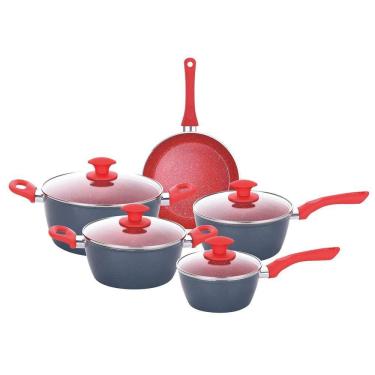 Imagem de Jogo De Panelas Cerâmica Indução Tampa De Vidro 5 Peças Onix