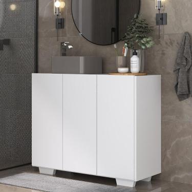 Imagem de Gabinete Banheiro 3 Portas 90cm Mp5031 Branco