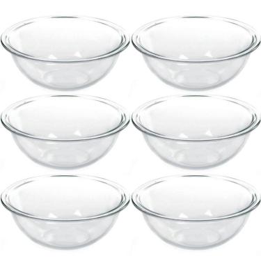 Imagem de 6 Tigela de Vidro Marinex Redondas 1,5L Potes Bowls Plus Astral para Saladas Sobremesas Receitas