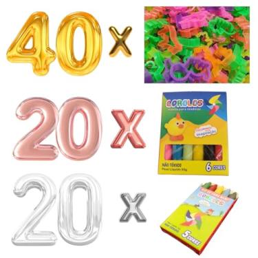 Imagem de 40 Forminhas Modelar + 20cx Mini Giz De Cera + 20cx Massinha - Lembrancinhas Perfeitas para Festa Infantil