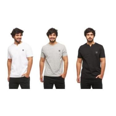 Imagem de Kit 03 Camisetas Basicas Wooks Masculino Gola Portuguesa WC3-Masculino