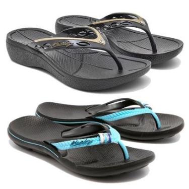 Imagem de Sandalia feminina chinelo com salto anti impacto + chinelo anatômico kit-Feminino