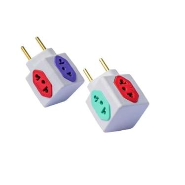 Imagem de Kit 3 Adaptador Elétrico Cubo Benjamim Power Plugue Universal com 4 Entradas de Tomadas 10 A 20A Bivolt (3)