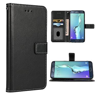 Imagem de FDCWTSH Capa carteira compatível com Samsung Galaxy S6 Edge e alça de pulso com cordão de couro com suporte para cartão de celular para Glaxay S 6 Gaxaly 6s Galaxies GS6 SM-G920V G920A preta