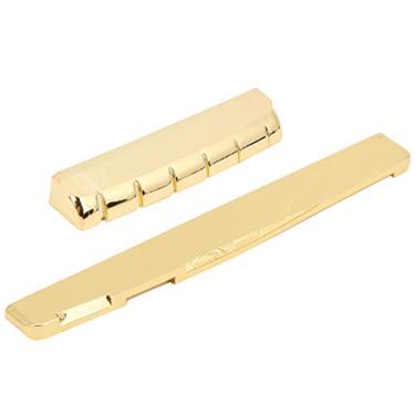 Imagem de Porca de guitarra de latão, substituição óssea de 43 mm para guitarra estilo Telecaster, selim de guitarra elétrica pré-ranhurado 6 cordas acessórios para instrumentos musicais Golden Luster