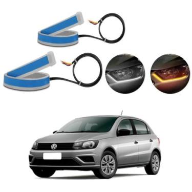 Imagem de Kit Fitas Led DRL Farol + Seta 12v 45cm Gol G3 2000 2001 2002 2003 200