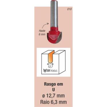 Imagem de Fresa Tupia Borda Meia Cana 12.7mm Haste 6mm - Vonder