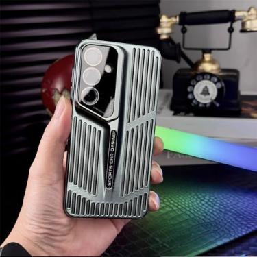 Imagem de Capa de armadura com revestimento oco de dissipação de calor para Samsung Galaxy S24 S23 S22 Ultra Plus, capa de resfriamento de lâmina respirável à prova de choque, verde escuro, para S22 U