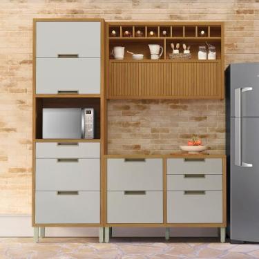 Imagem de Cozinha 3 Peças Paneleiro Ripado Imperatriz 100% Mdf - Nesher Móveis