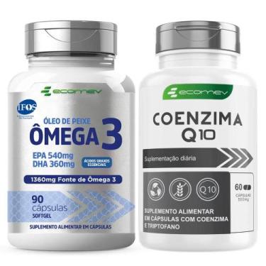 Imagem de Kit Coenzima Q10 Ubiquinol + Omega 3 1360Mg Epa Dha Selo Pureza Ifos 1