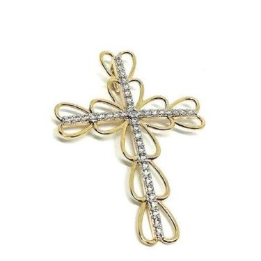 Imagem de Pingente em Ouro 18K Crucifixo Cravejado Vazado - Elegancy Joias