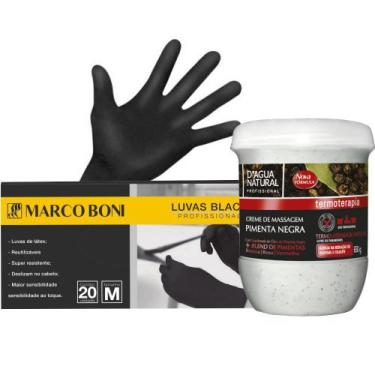 Imagem de Kit creme de pimenta negra 650g e 10 pares luvas latex m proteção marc
