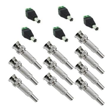 Imagem de Kit 10 Conector Bnc e 5 P4 Macho Para Câmera Cctv Instalação - Hamy