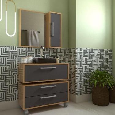 Imagem de Gabinete para Banheiro Suspenso 80cm Alice com Balcão 2 Gavetas e Espe