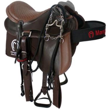 Imagem de Sela Completa Australiana de Couro De Cabeça 15,5 Polegadas + Manta e 