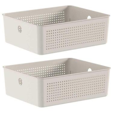 Imagem de 2x Cestos 5,4L Organizador OU Flow Bege 9cm x 22cm x 27cm