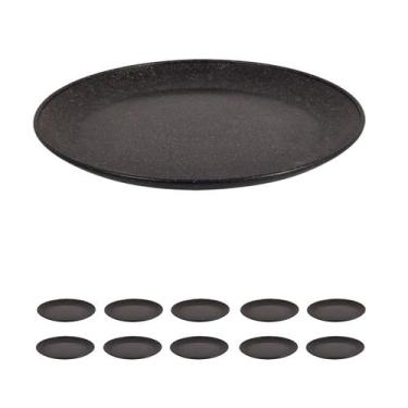 Imagem de 10 UN Prato Refeição Sustentável Redondo Durável 24cm Preto - EVO