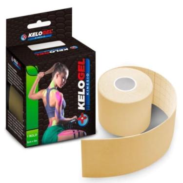 Imagem de Kinesio Tape Fita Bandagem Elástica Funcional Sport Adesiva 5cmx5m Pós-Operatório Fisio Gestante Kelogel (Bege)