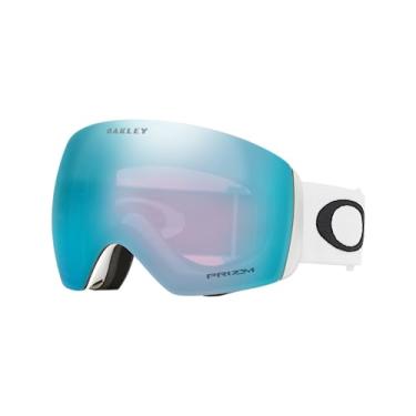 Imagem de Oakley Baralho masculino para voo, branco fosco com safira irídio Prizm, grande