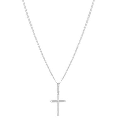 Imagem de Cordão Corrente Piastrine 60cm Pingente Crucifixo Prata 925 - DR Joias