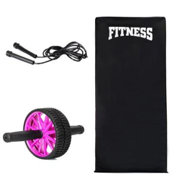 Imagem de kit colchonete academia + Roda Abdominal + Corda Treinos Exercício Fun