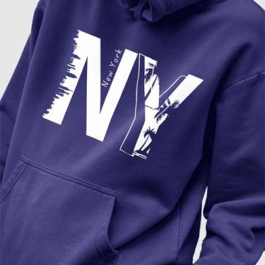 Imagem de Blusa Moletom Genuine Grit Masculina Estampada Algodão 30.1 NY, Marinh