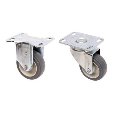Imagem de Kit 4 Rodizio Placa Roda 2pol. R210 Pvc (2 Giratorio + 2 Fixo) - RODIL