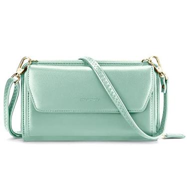 Imagem de nuoku Carteiras femininas com compartimentos para cartão de crédito e bloqueio de RFID para pulso de grande capacidade, 4 - Verde