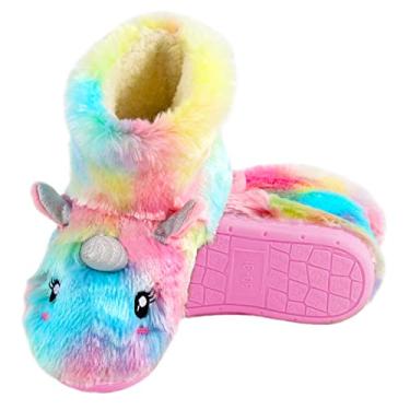 Imagem de Anddyam Pantufa infantil macia e quente antiderrapante para uso ao ar livre, interior, inverno, quente, para meninas e meninos, Colorido., 17-19