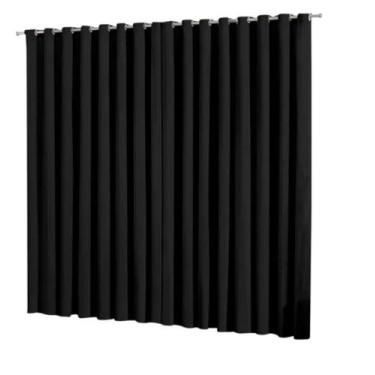 Imagem de Cortina lisboa blackout com ilhós cromado 6 metros preto  - BruceBaby 