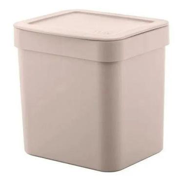 Imagem de Lixeira Trium C/ Tampa 4,7 L Cozinha Ou Cesto De Lixo, Bege