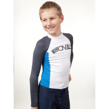 Imagem de O'Neill Wetsuits Camiseta de manga comprida Youth Skins, Branco/BaliBluee/Grafite, 10