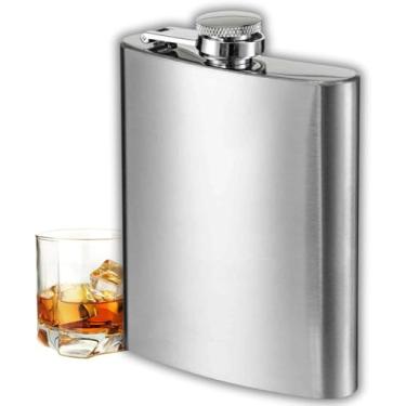 Imagem de Cantil de Bolso Inox Porta Bebida Whisky Vodca 8oz 230Ml