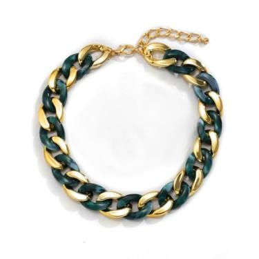 Imagem de Colar Feminino "Rainbow Gold" com Elos Cubanos em Alumínio e Acrílico – Design Moderno, Colorido e Sofisticado – Tamanho Ajustável 39cm a 46cm – Estilo Fashion – Acompanha Bolsa de Veludo