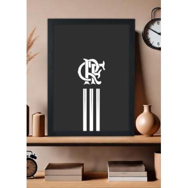 Imagem de Quadro Decorativo Clube Flamengo Cinza - Com vidro - Spark Loja, 21cm 