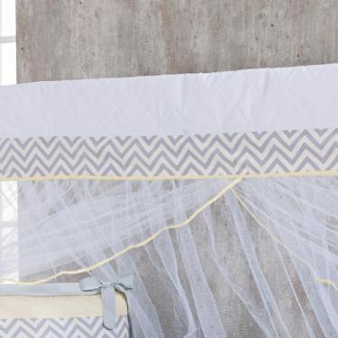 Imagem de Mosquiteiro Com Bandô Berço Americano Chevron Amarelo - Tropical Baby