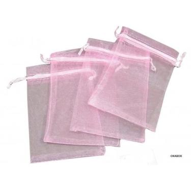 Imagem de Saquinho de organza Fita Cetim 10x15 cor Rosa  50 Unidades - OKABOX