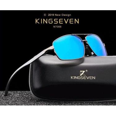 Imagem de Óculos De Sol Kingseven Masculino De Alumínio Espelhado, Azul