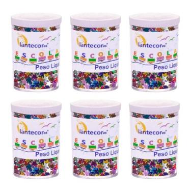 Imagem de Kit 06 Potes de Estrelinhas Metálicas Sortidas 3g   Escolar  Artesanat