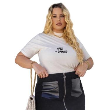 Imagem de Camiseta Plus Size Feminina T-Shirt Blusinha Manga Curta 3/4 Gola Alta